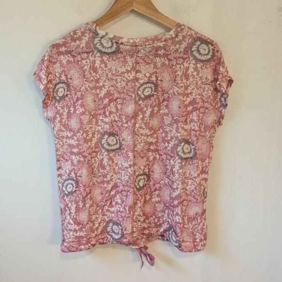 Sundance Women's Linen Pink White Sophia Short Sleeve Tie Waist Shirt XS - Picture 4 of 6